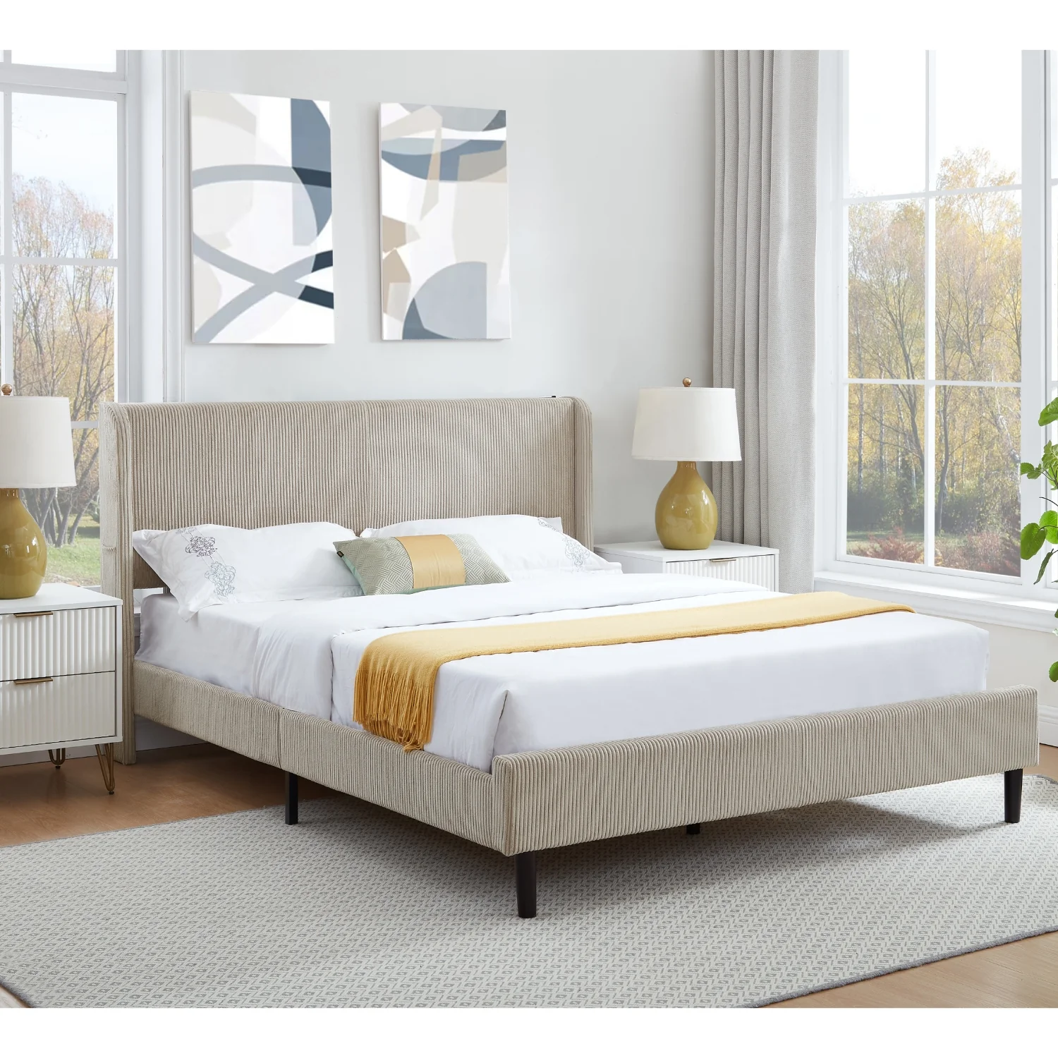Cama Doble Alicante Beige - Image 3