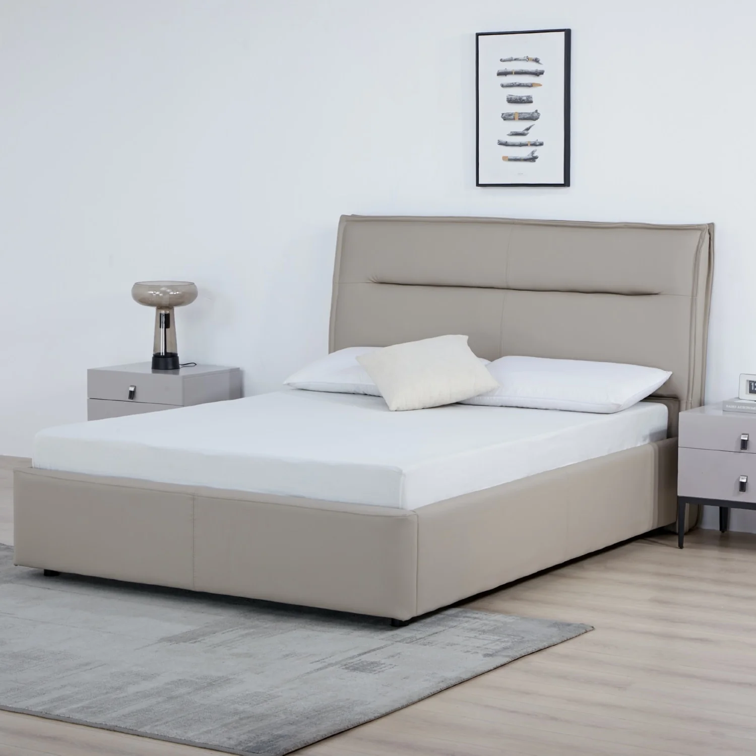 Cama Doble Luka Beige - Image 3
