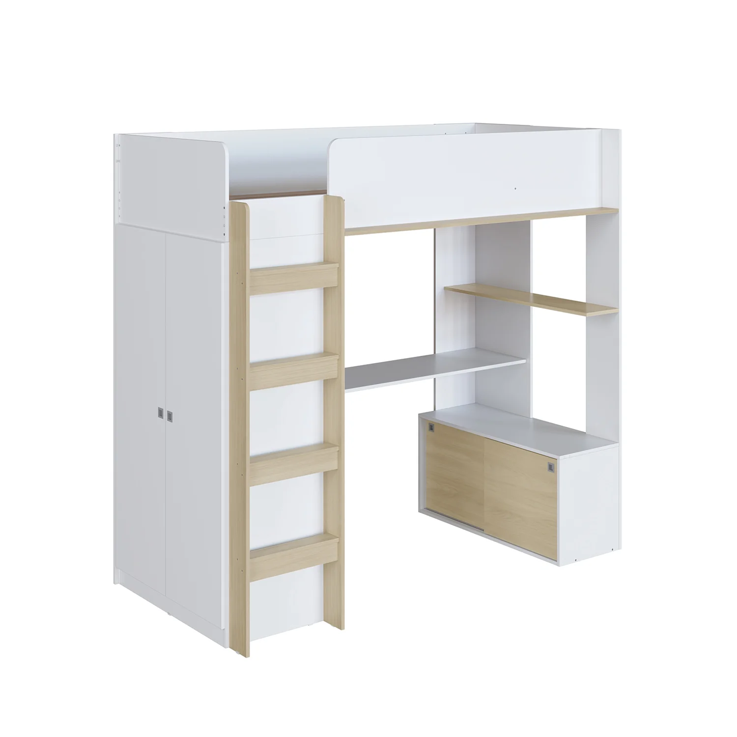 Cama Multifuncional 0.90 Axel Blanco, Natural - Image 3