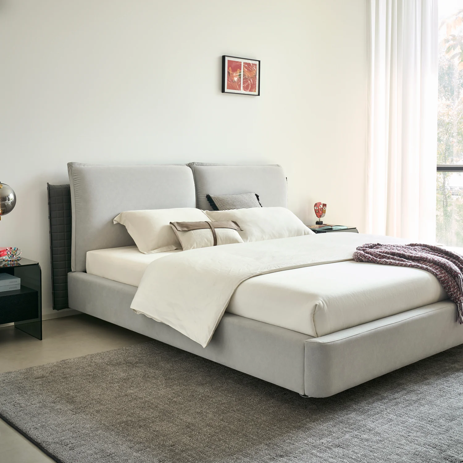 Cama Queen Lincon Velvet Gris - Image 7