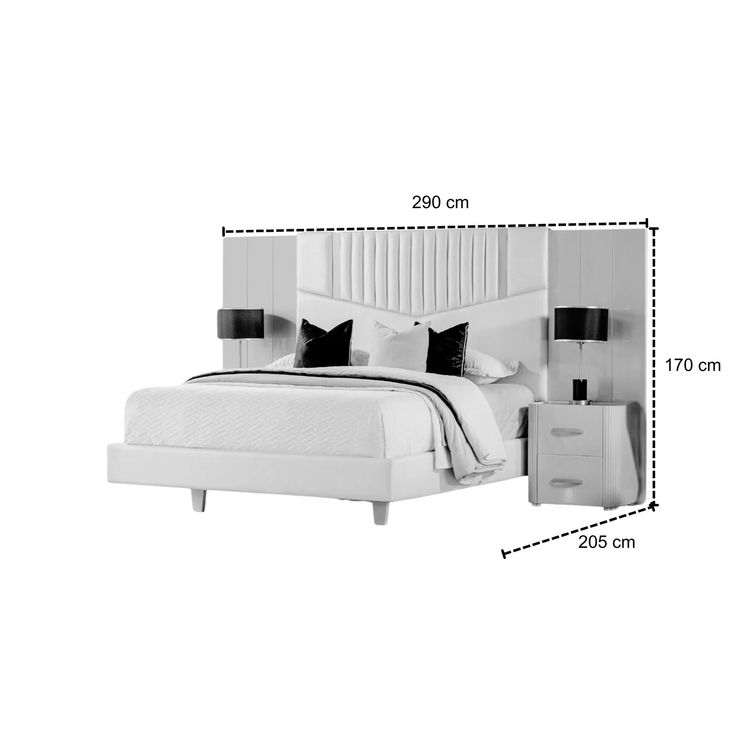 Cama Queen Sabina Eurocuero Beige Perla, Champaña - Image 3