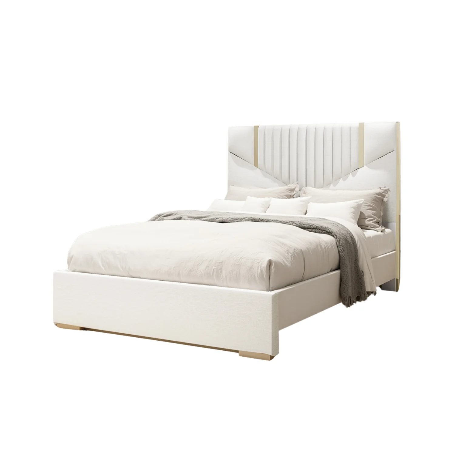 Cama Queen Santana Eurolino Beige Perlado, Champaña