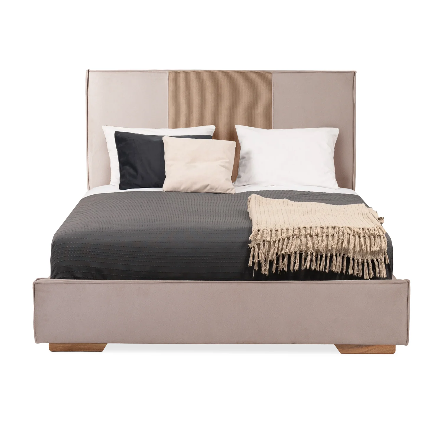 Cama Semi Doble Tokyo Microfibra Taupe, Natural - Image 3