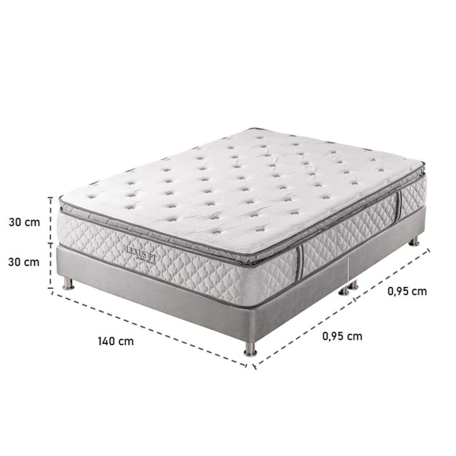 Combo Colchón Doble Lexus Deluxe Pillow Top + Somier Par + Almohada (Garantía 15 Años) - Image 4