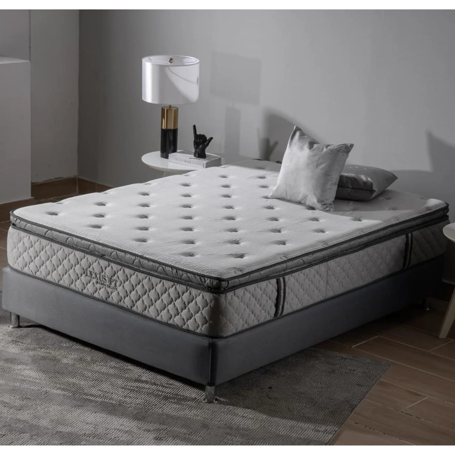 Combo Colchón Semi Doble Lexus Deluxe Pillow Top + Somier + Almohada (Garantía 15 Años) - Image 3