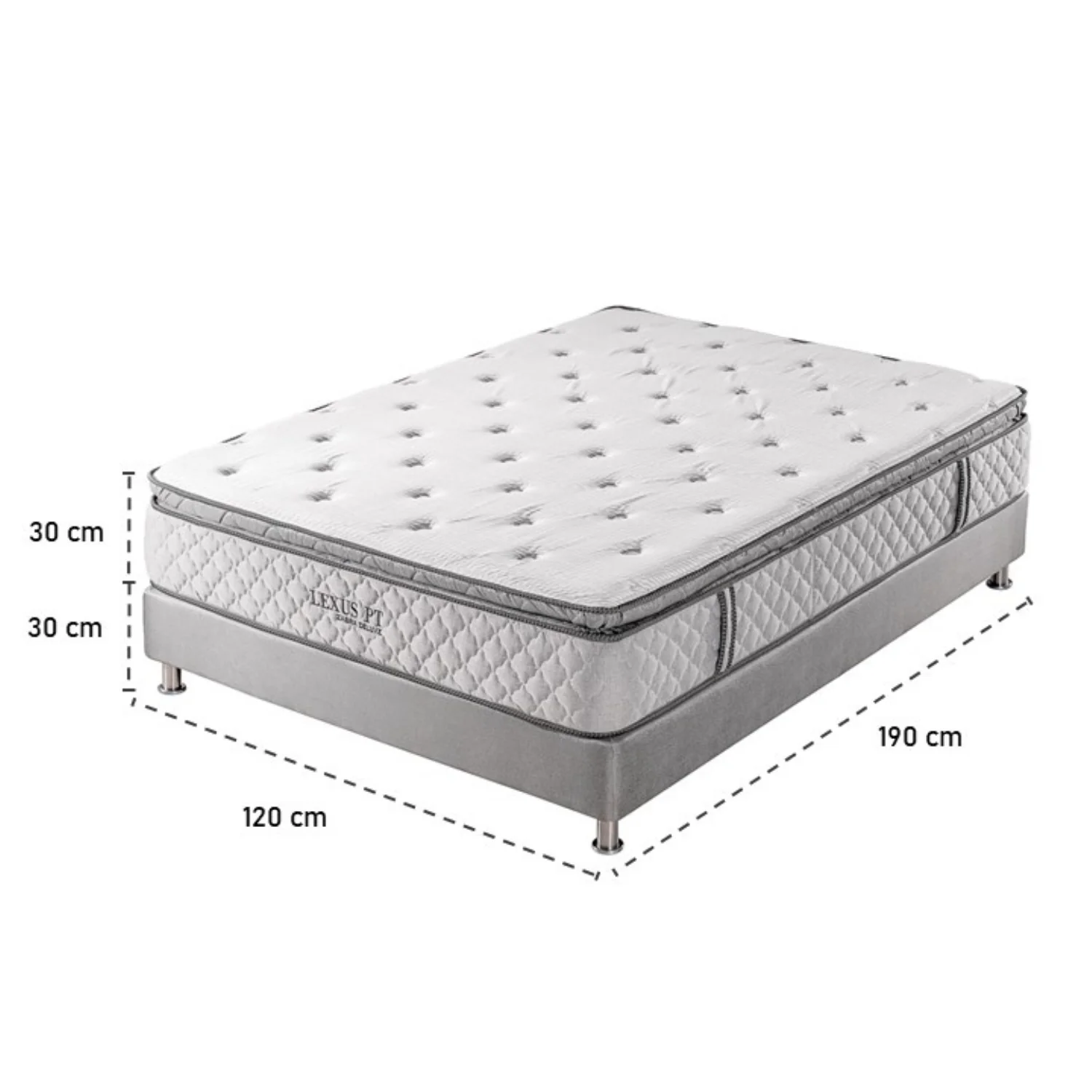 Combo Colchón Semi Doble Lexus Deluxe Pillow Top + Somier + Almohada (Garantía 15 Años) - Image 4
