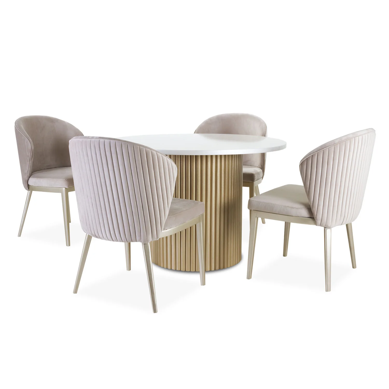 Comedor 4 Puestos Celta Velvet Crudo, Champaña Poliuretano* - Image 4