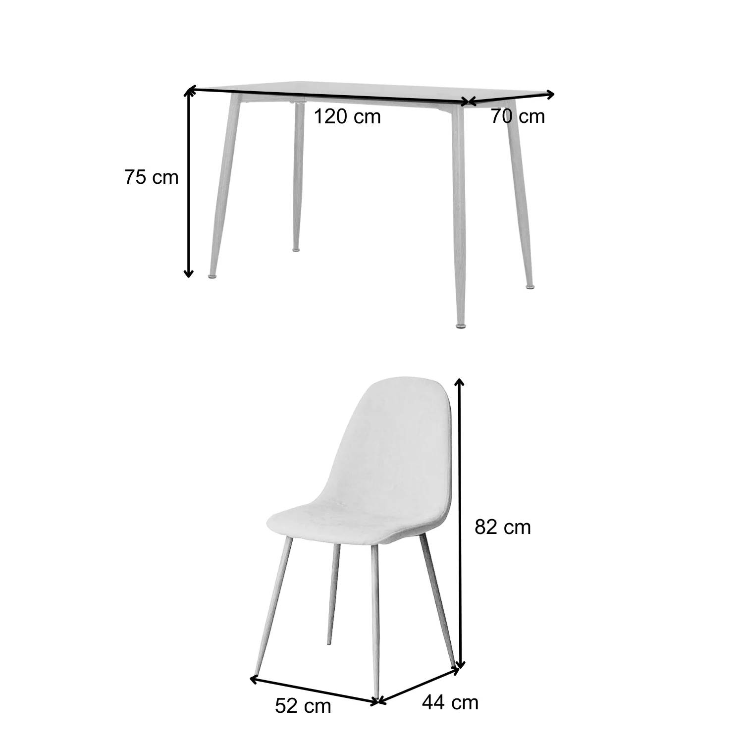 Comedor 4 Puestos Harrison Microfibra Taupe, Natural - Image 7