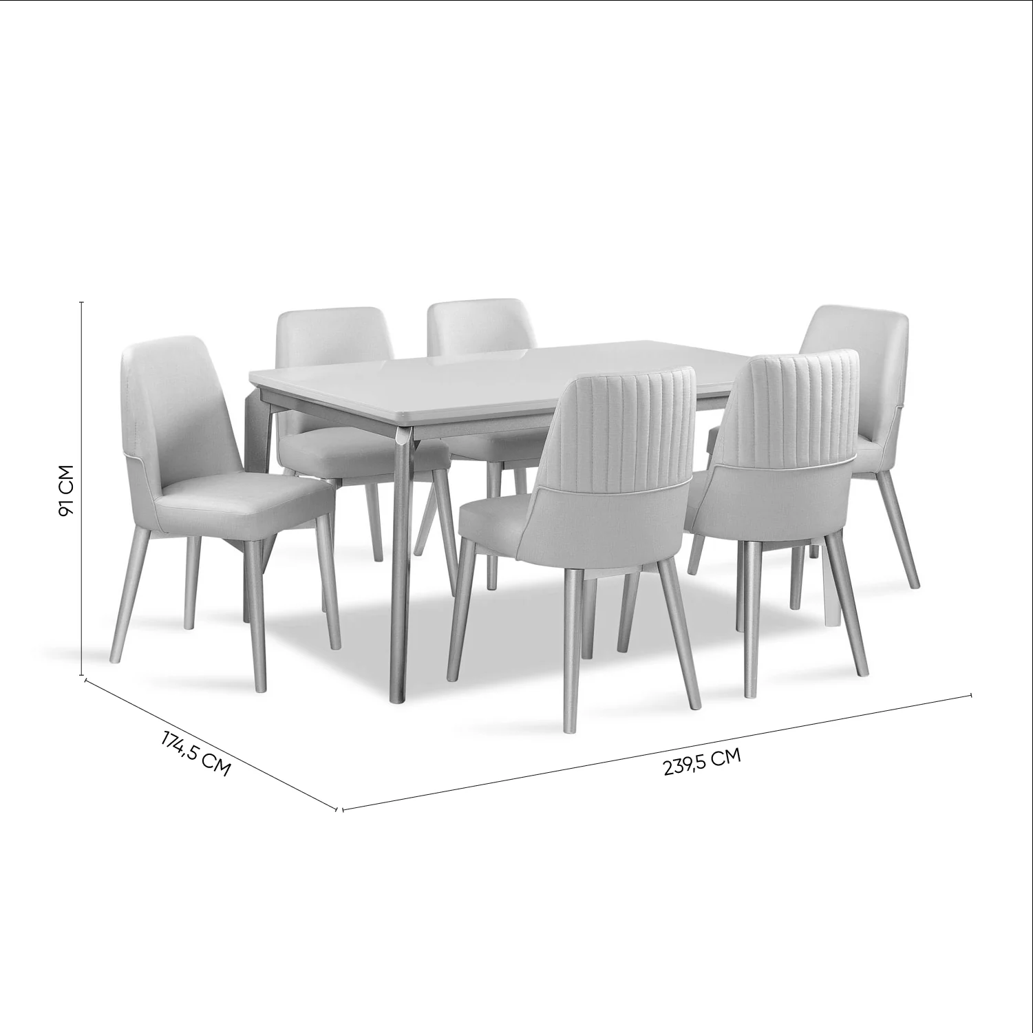 Comedor 6 Puestos Bonn Velvet Idilio Beige, Champaña - Image 9