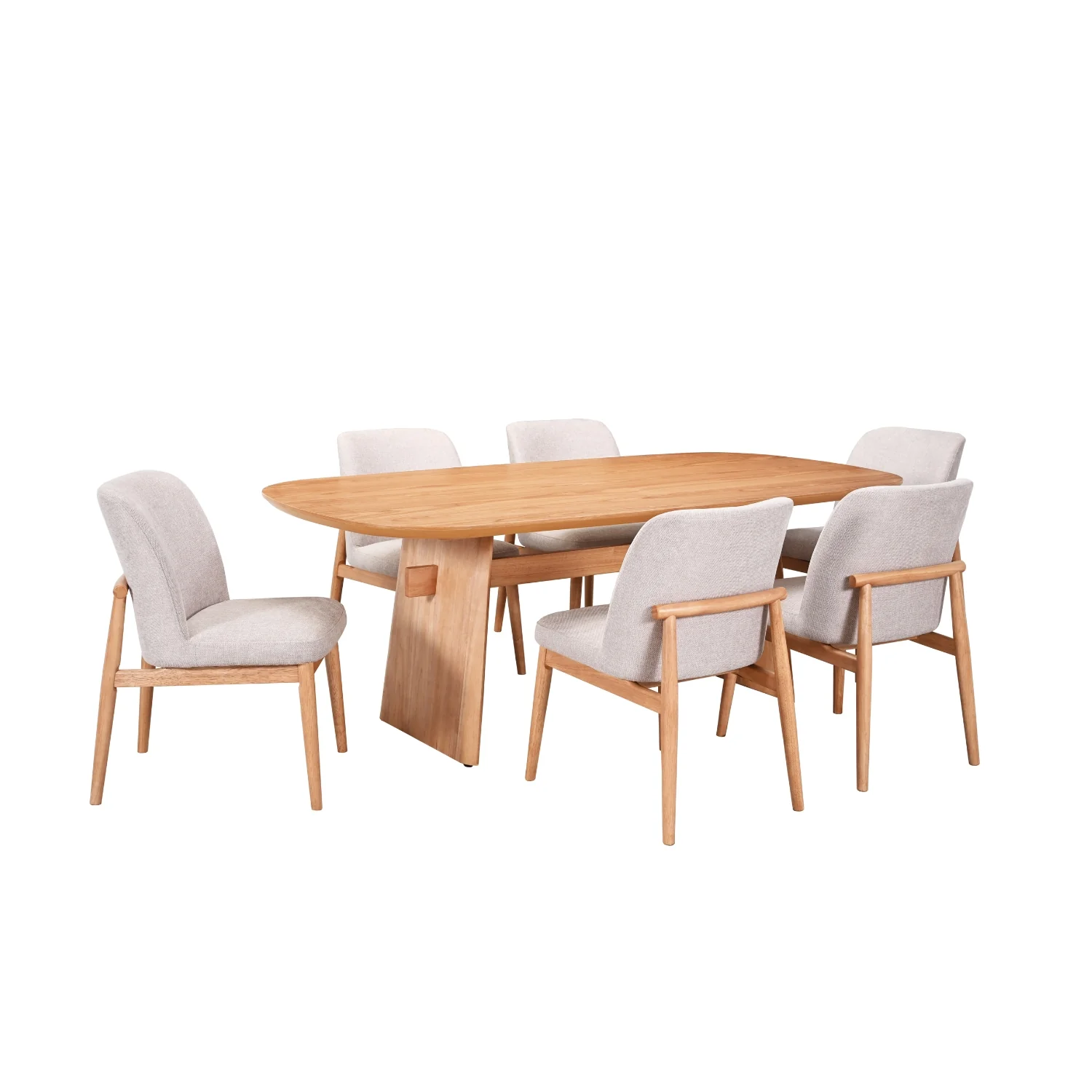 Comedor 6 Puestos Cameron Natural, Gris