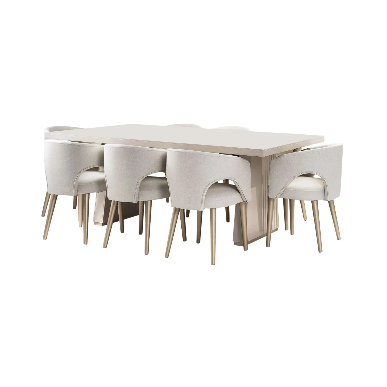 Comedor 8 Puestos Denver Eurolino Blanco Puro, Champaña
