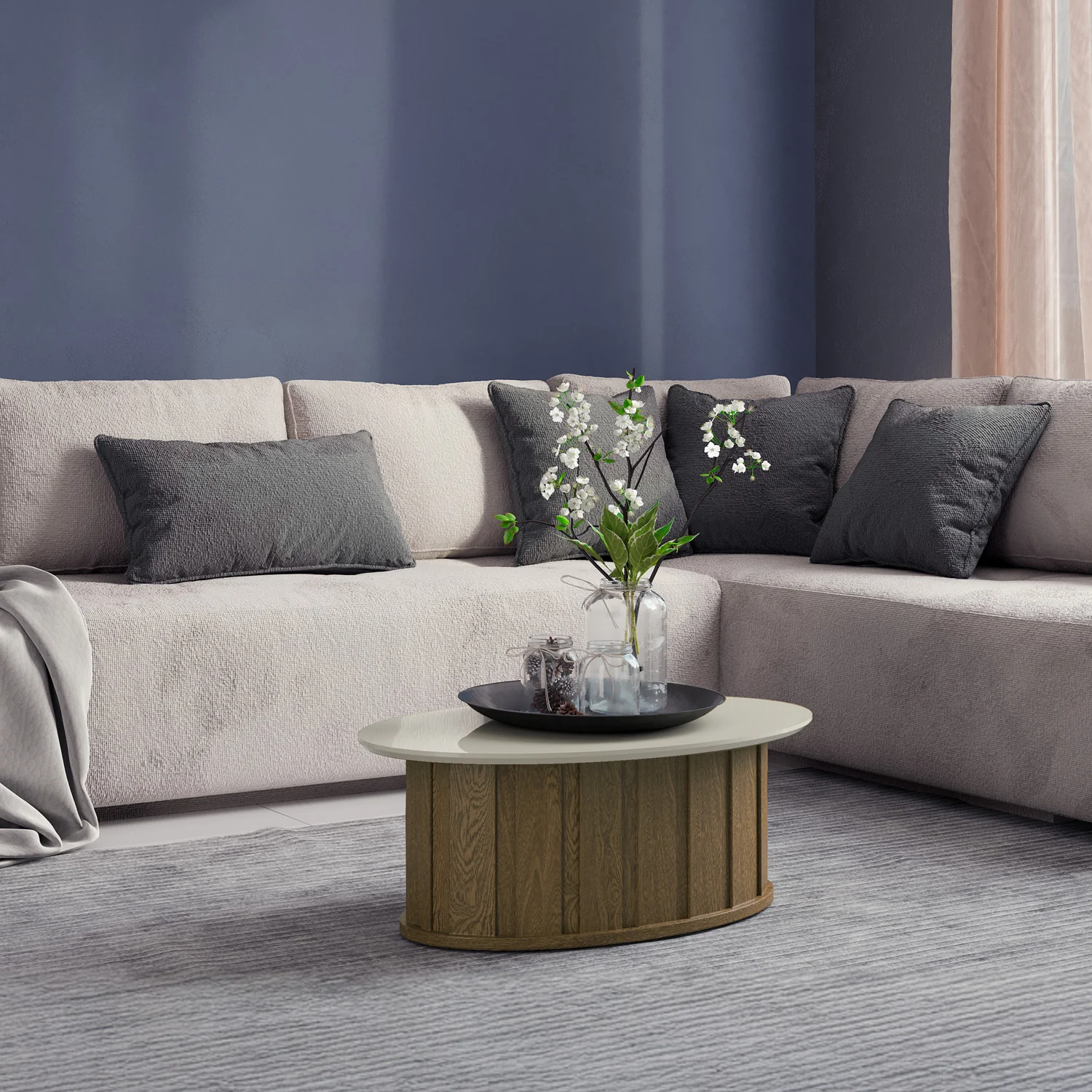 Mesa de Centro Amy 30X80X50 Off White, Natural - Image 2
