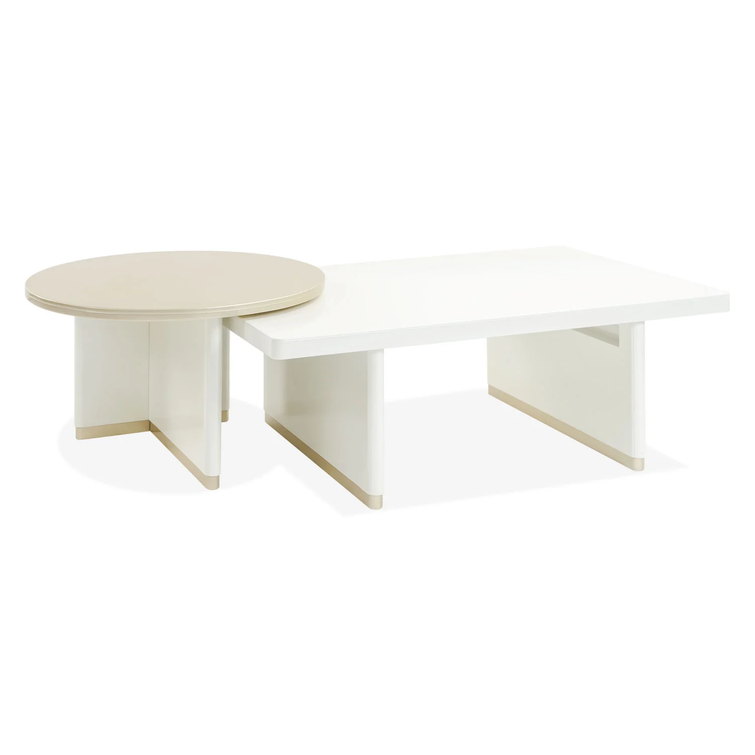 Mesa De Centro Bonn Blanco Perla, Champaña Rectangular Premium - Image 4