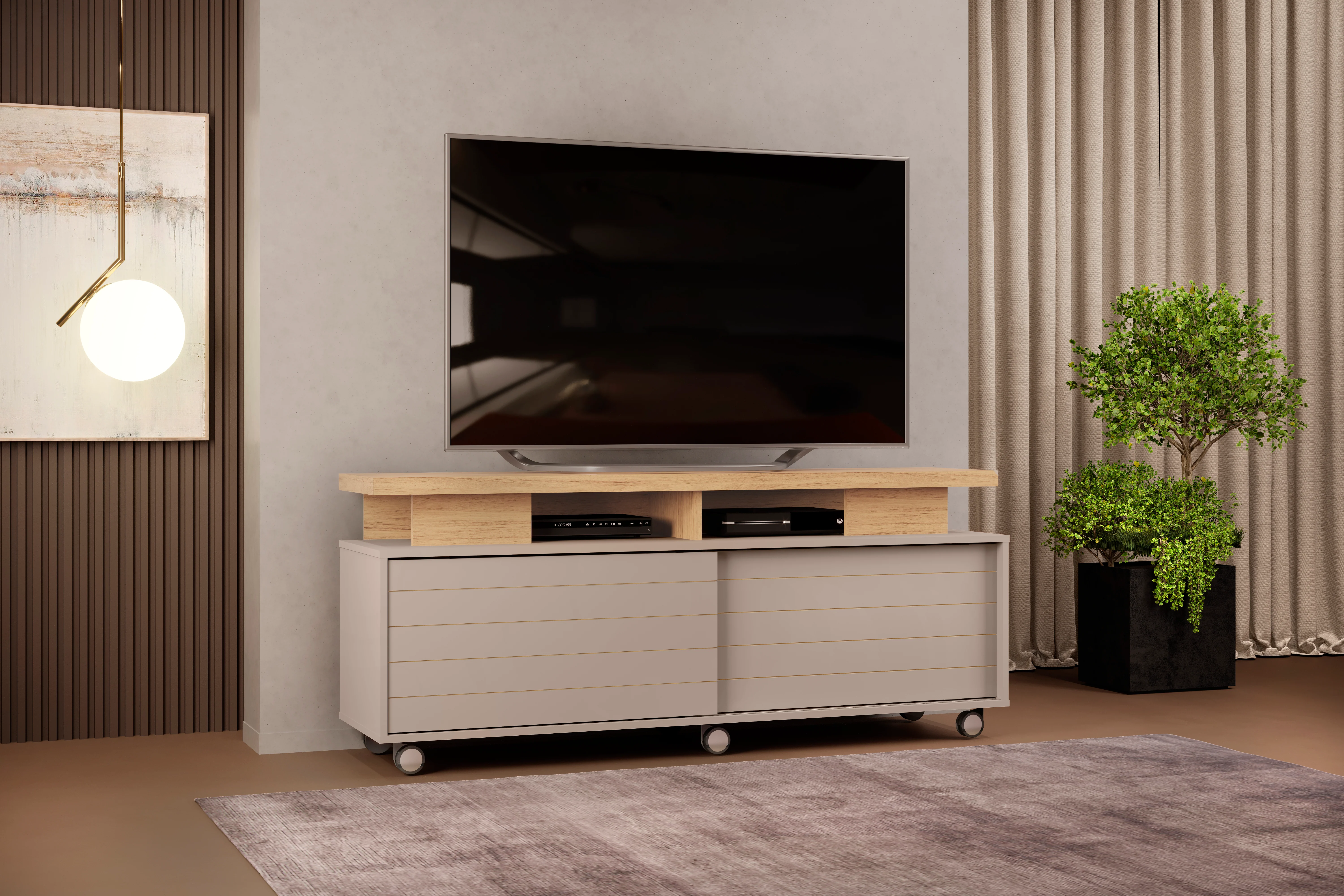 Mesa Tv Barton 1.50 Natural, Gris - Image 2
