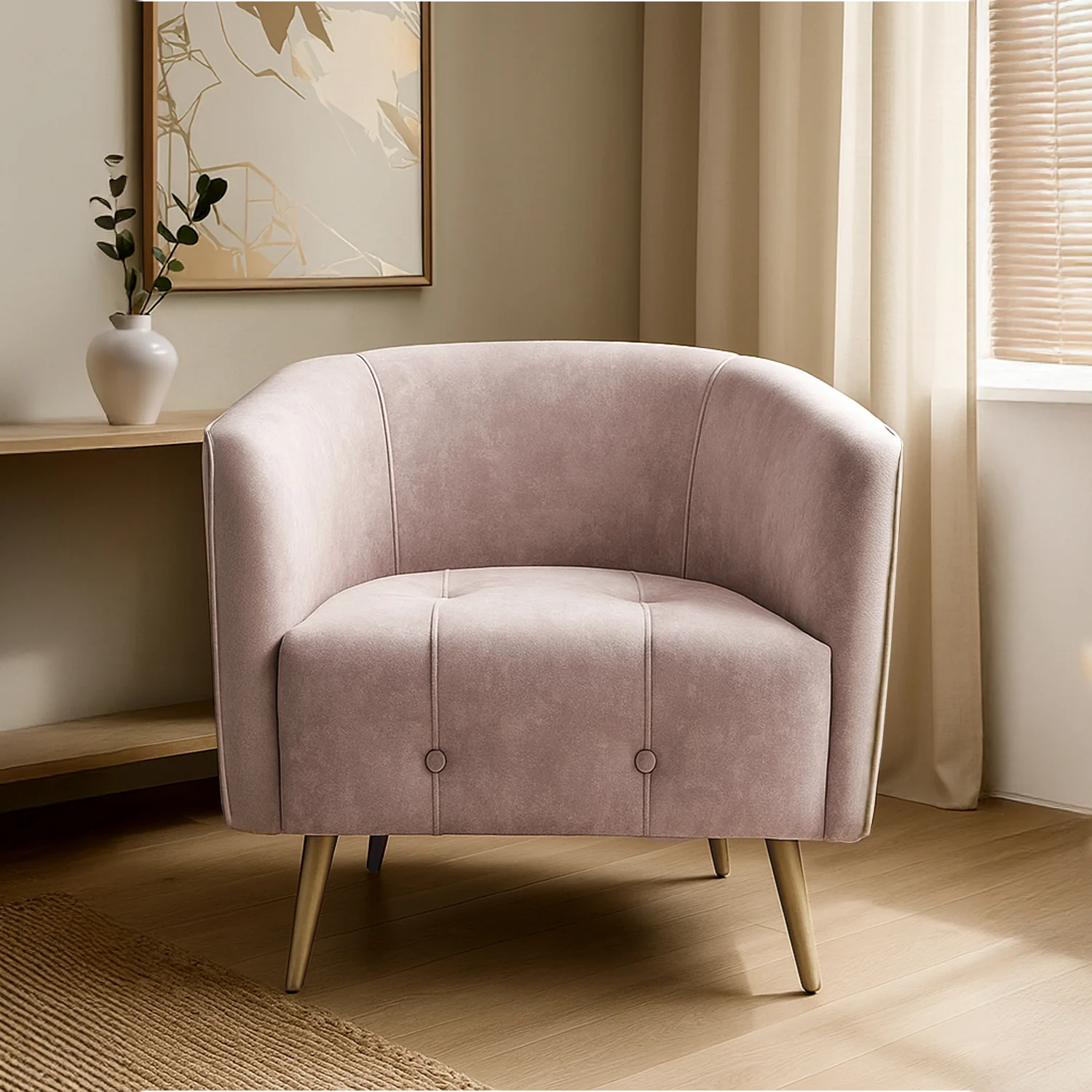 Poltrona Celeste Velvet Prisma Rosa, Champaña - Image 2