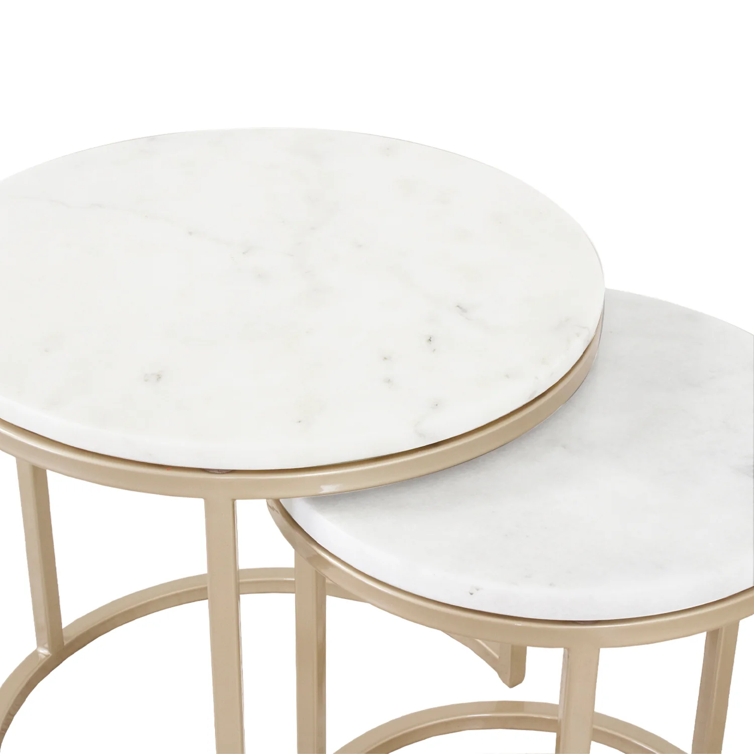 Set X 2 Mesa De Centro Avanni Marmol Blanco, Champaña - Image 2