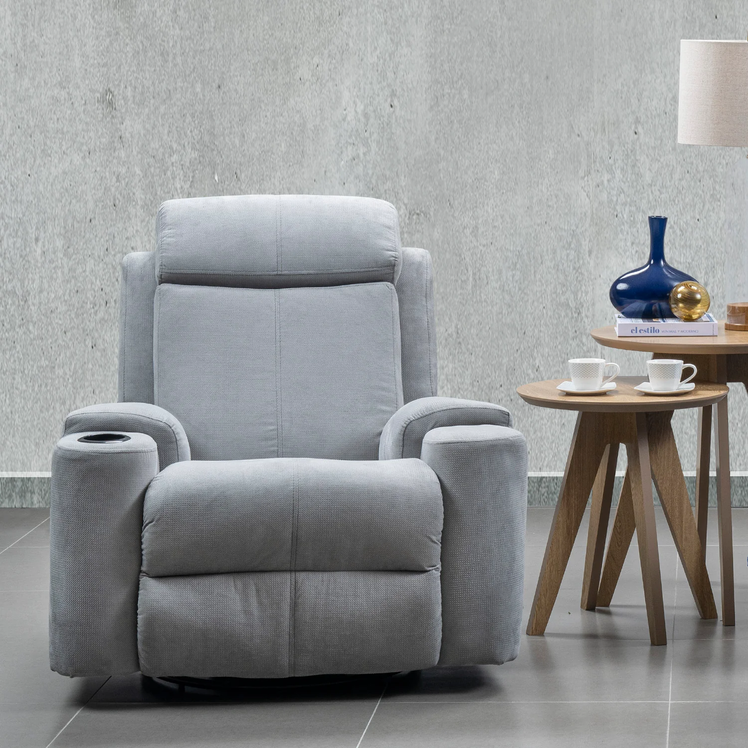 Sillón Reclinable Delta Microfibra Poland Gris Eléctrica - Image 2