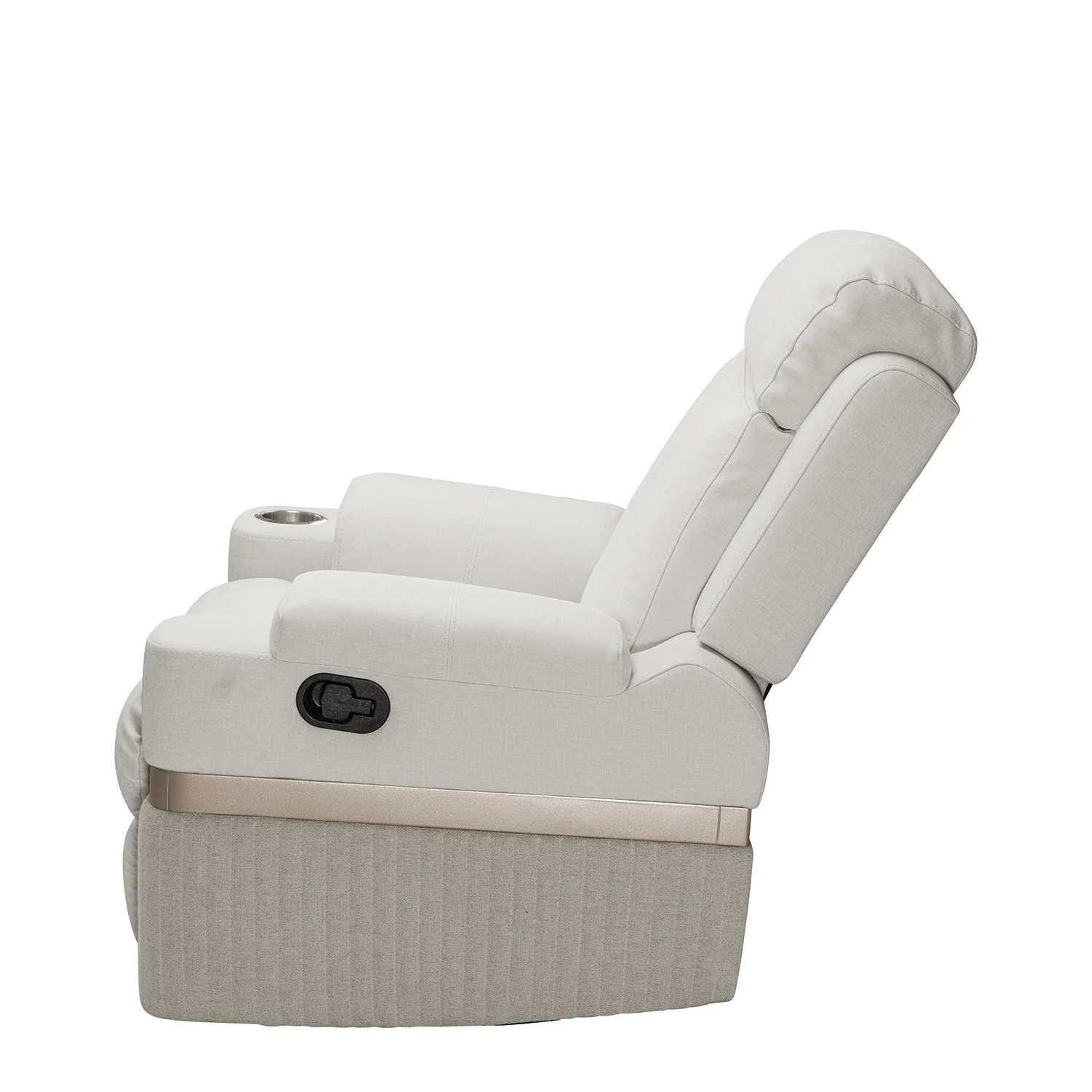 Sillón Reclinable Dior Eurolino Blanco Puro Mecedora Giratoria, Champaña - Image 4