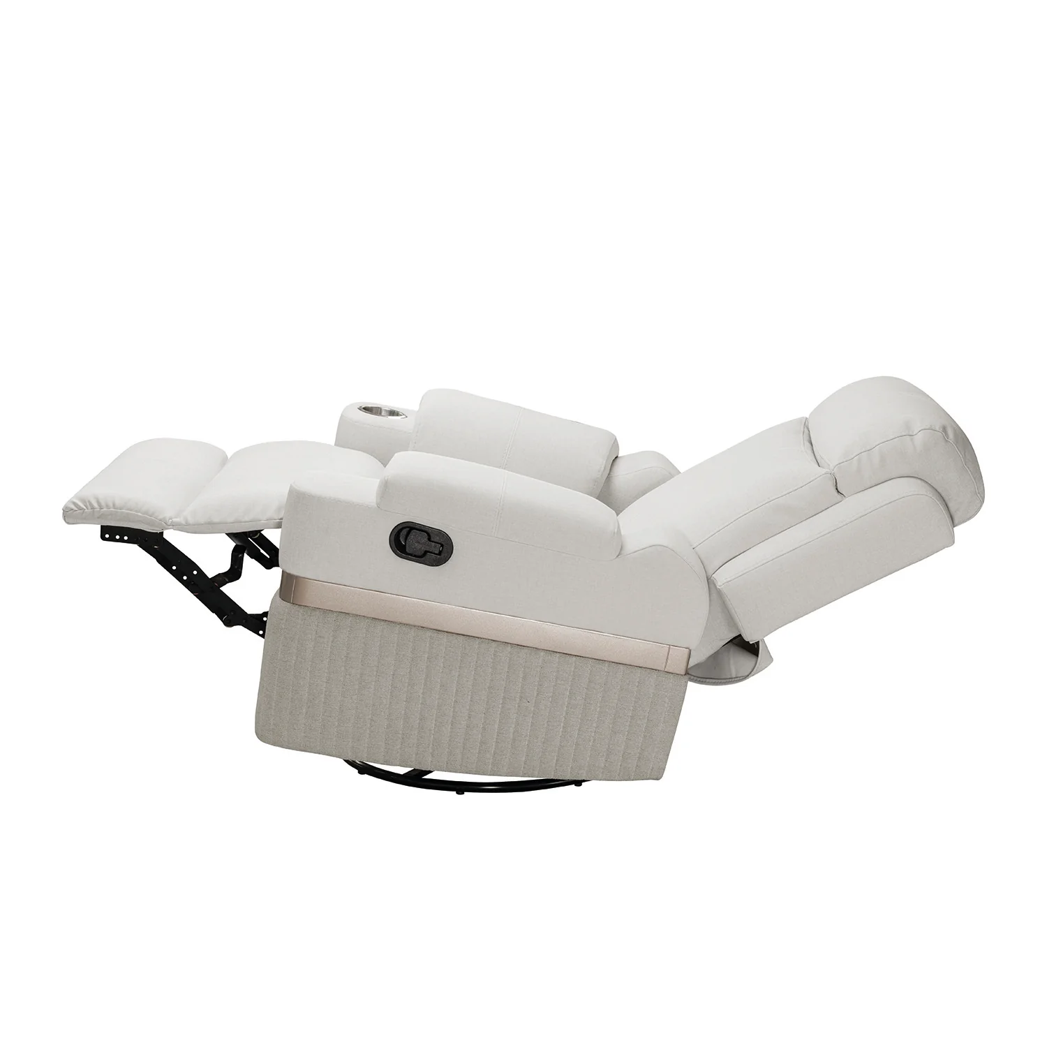 Sillón Reclinable Dior Eurolino Blanco Puro Mecedora Giratoria, Champaña - Image 8