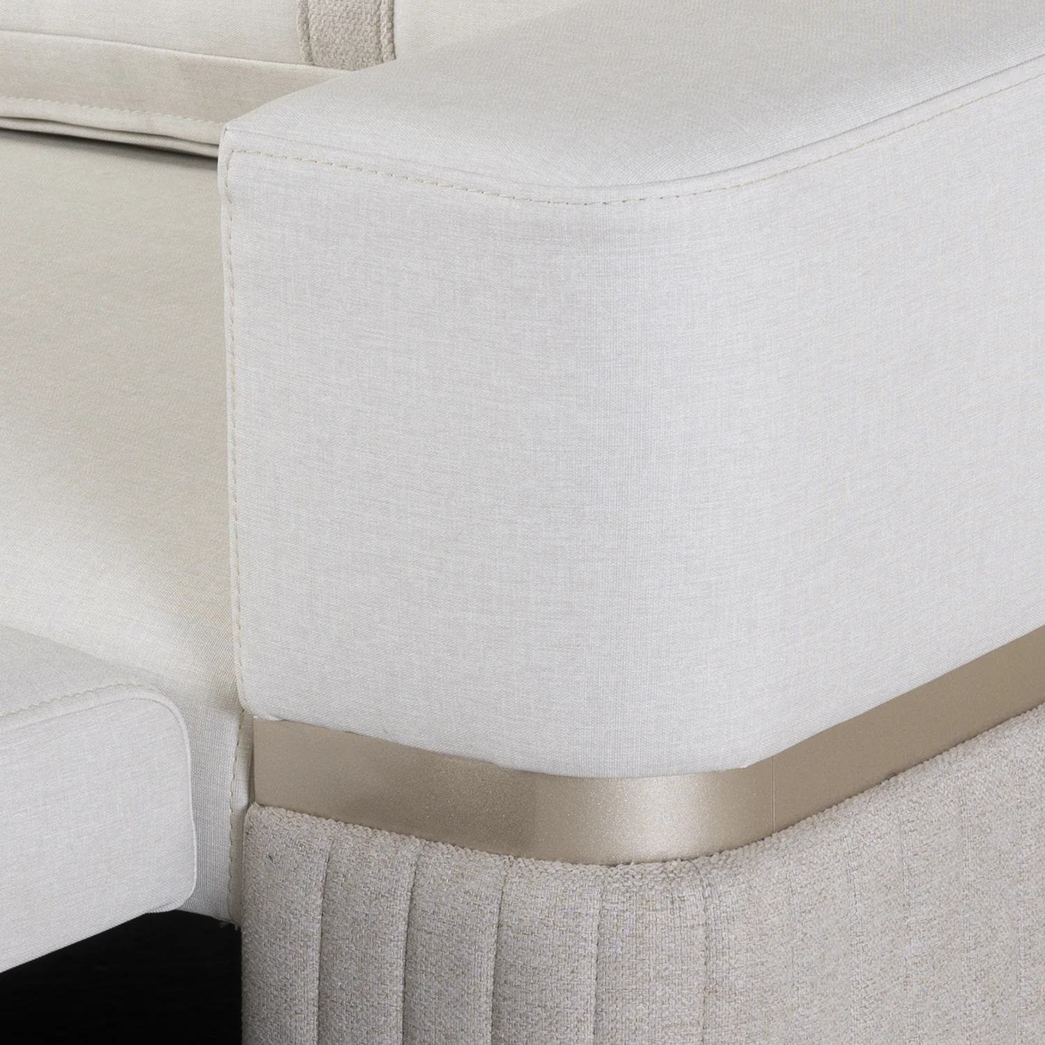Sofá Cama Dior Eurolino Blanco, Champaña Brazo Desmontable - Image 5